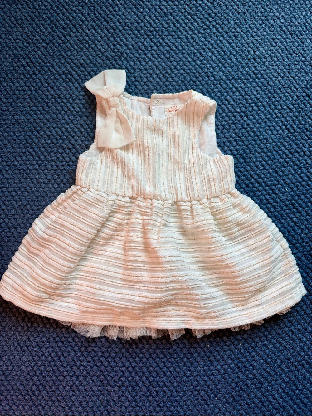 Cat & Jack Cream Textured Bow Dress